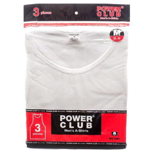 Power Club A-Shirt White Medium 3PK