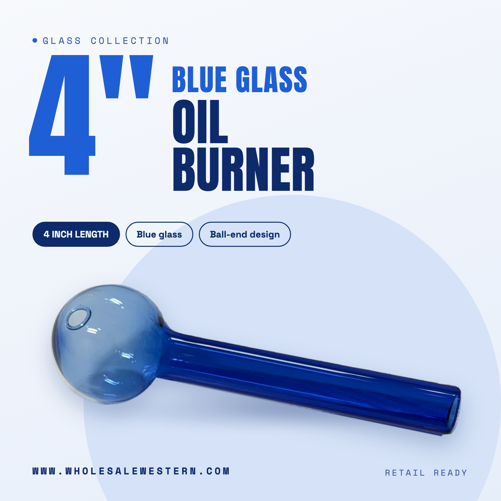 4" Blue Glass Oil Burner - Single
