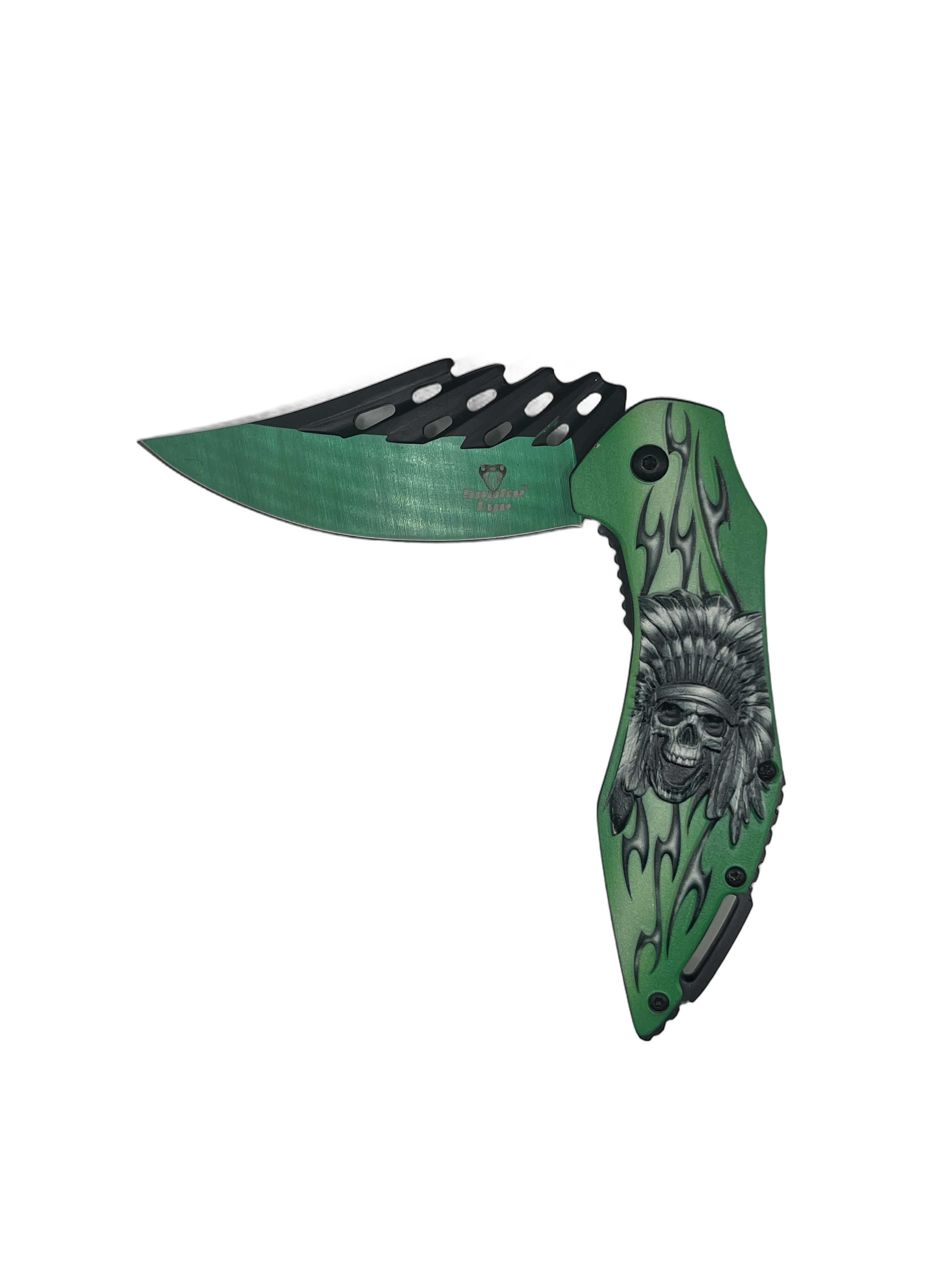 SNAKE EYE NATIVE SKULL HEAD BLACK BLADE/GREEN