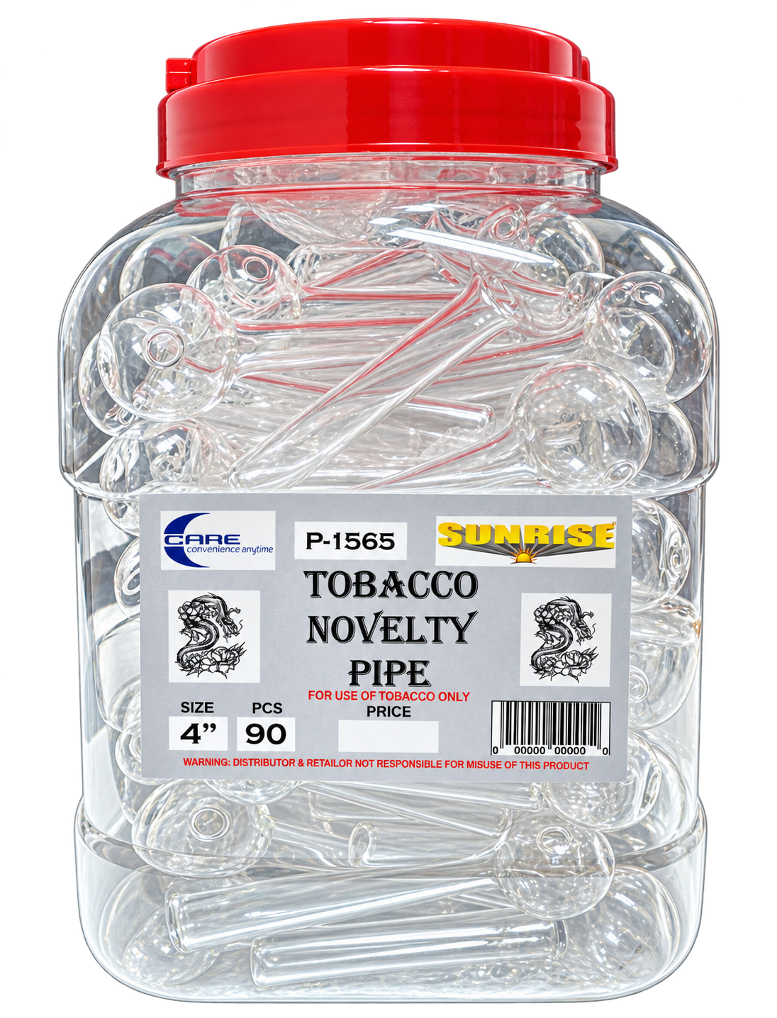 Novelty Pipe Clear 4" 90 CT