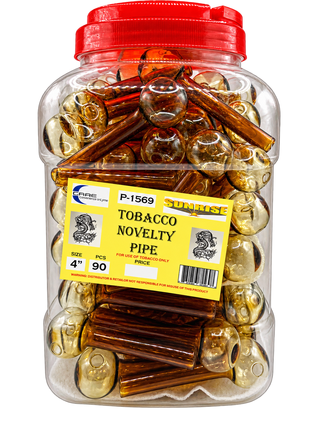 Novelty Pipe Amber 4IN 90CT