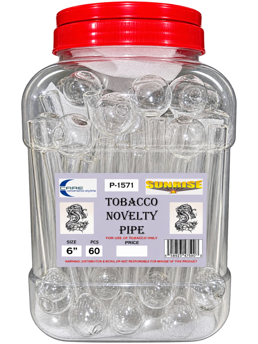 Novelty Pipe Clear 6" 60CT
