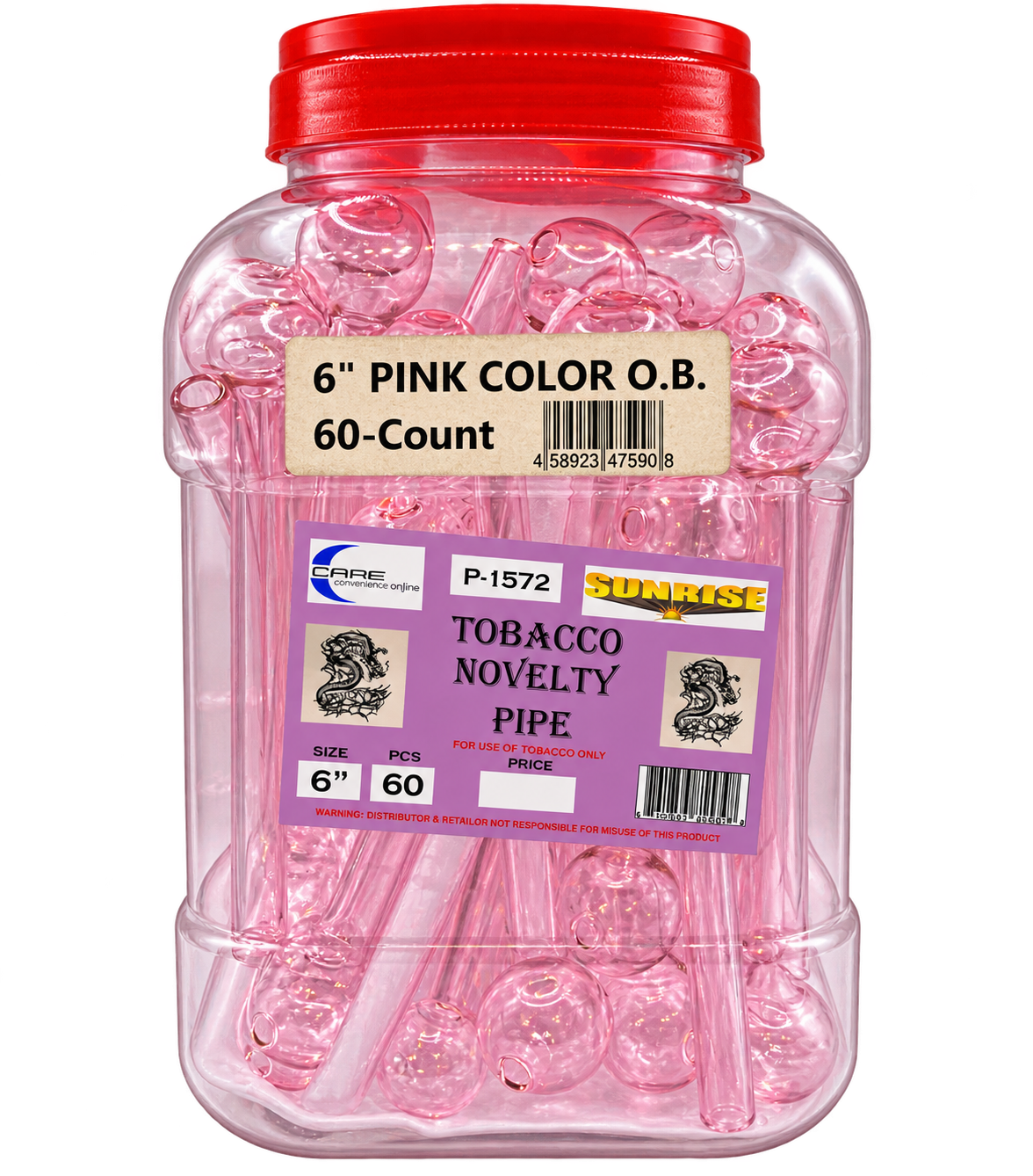 Novelty Pipe Pink 6" 60CT