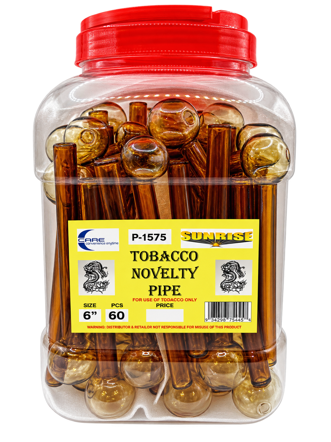 Novelty Pipe Amber 6" 60 CT