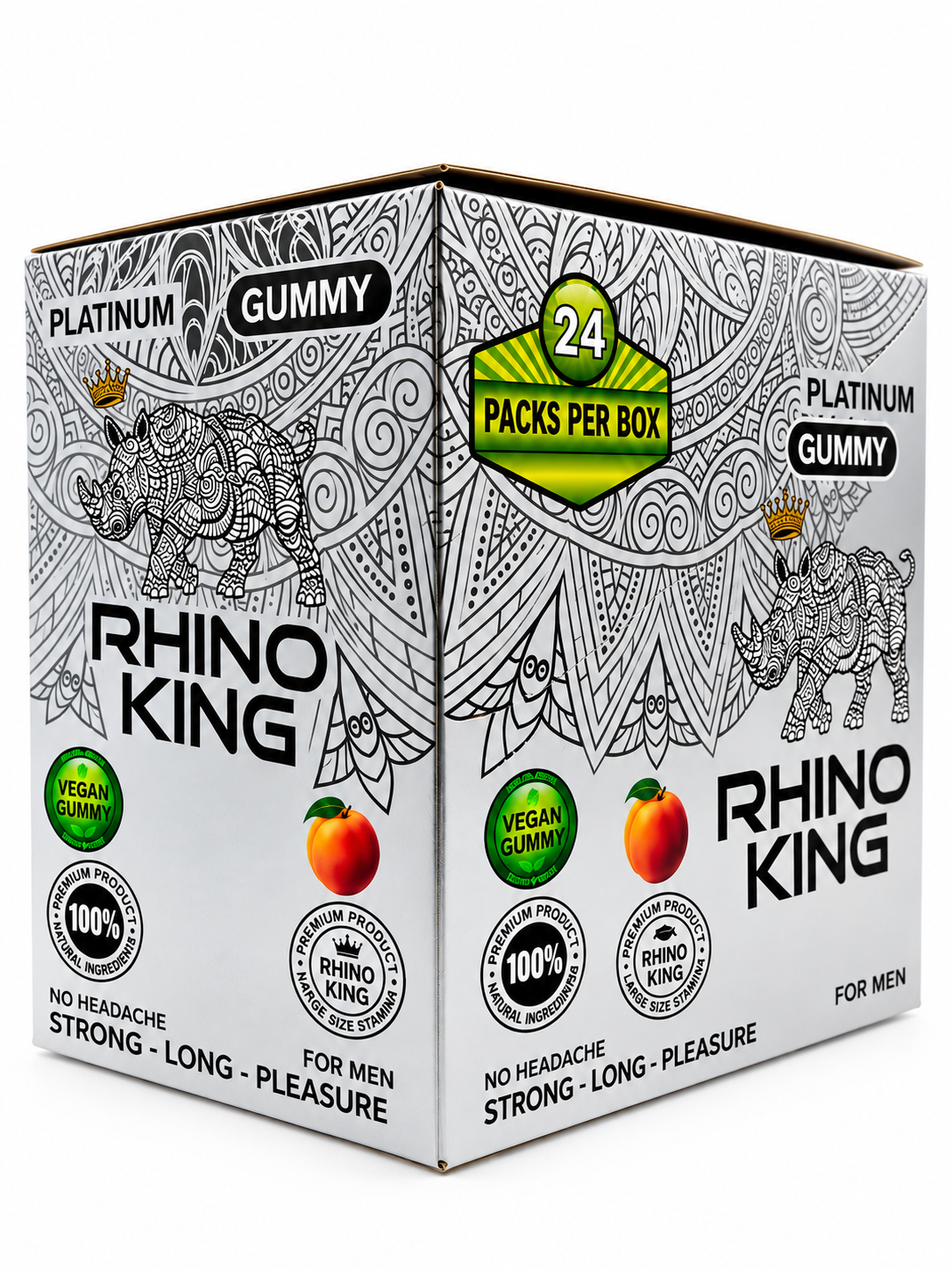 RHINO KING GUMMY 24 CT PLATINUM PEACH