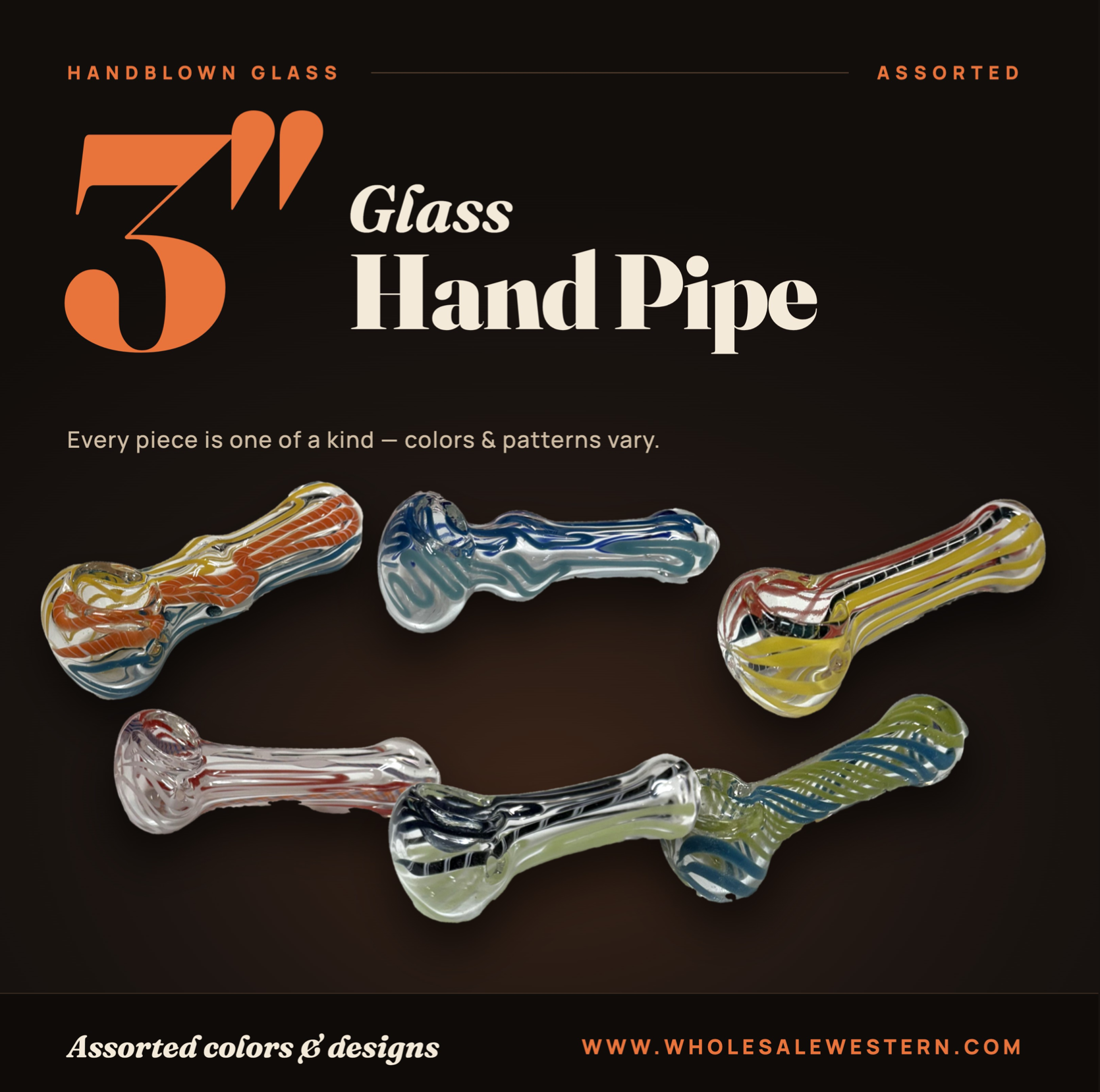 Glass Hand Pipe 3" - Medium