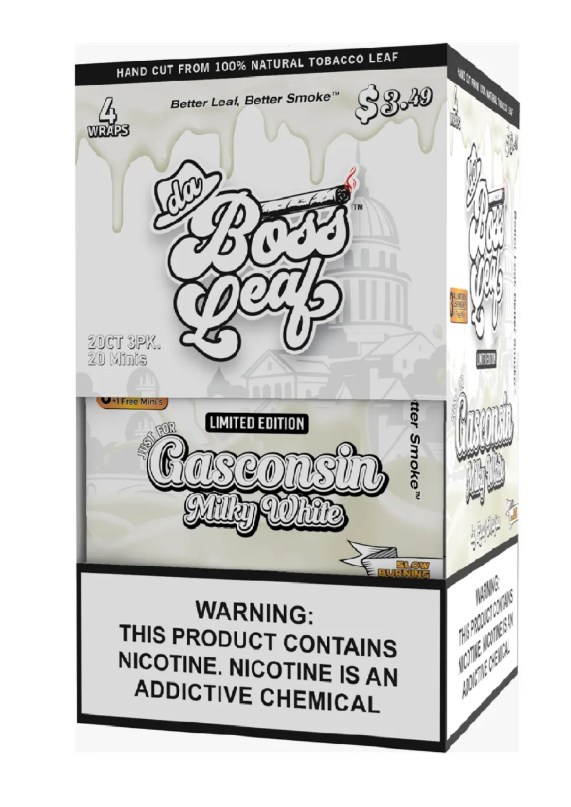 Da Boss Leaf $3.49 3+1 CT 20 PK Gasconsin Milky White
