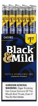 BLACK & MILD PLASTIC TIP SINGLE $1.19 25 CT CASINO