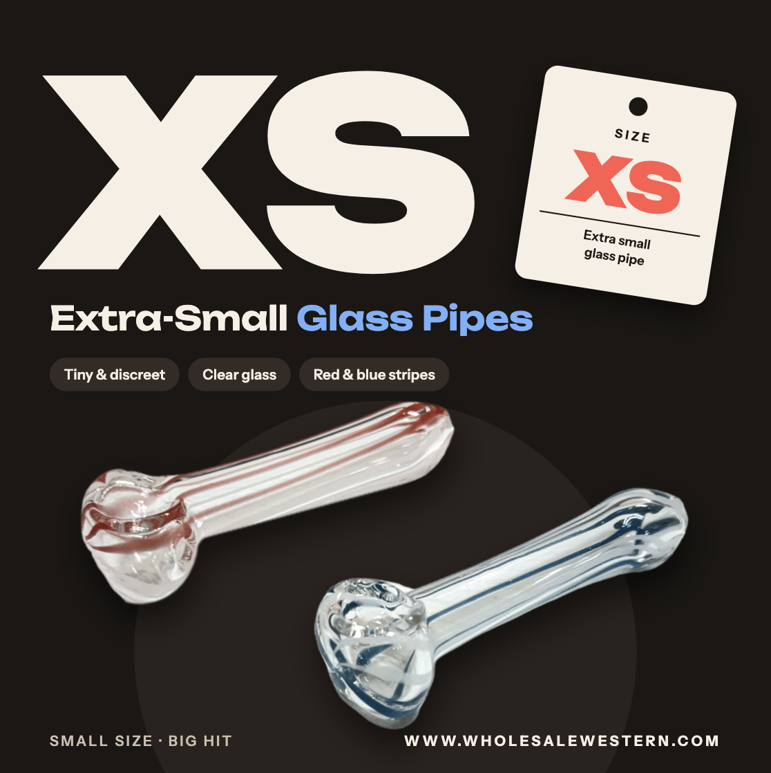 Glass Hand Pipe 3" - Small