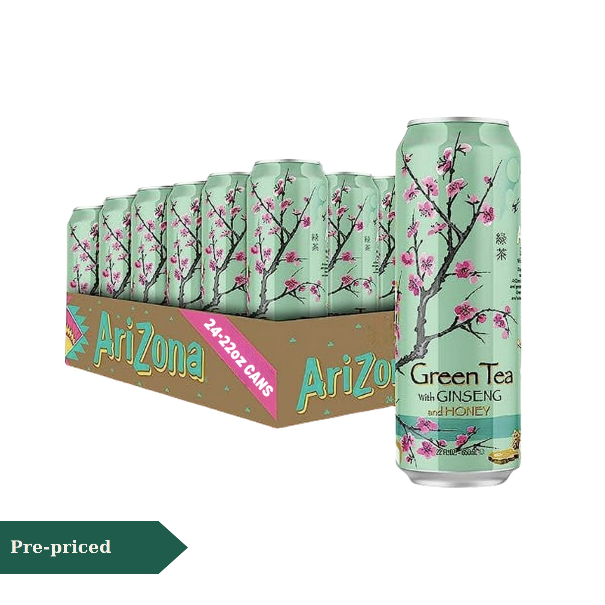 Arizona 22OZ 24CT Green Tea W/ Ginseng and Honey