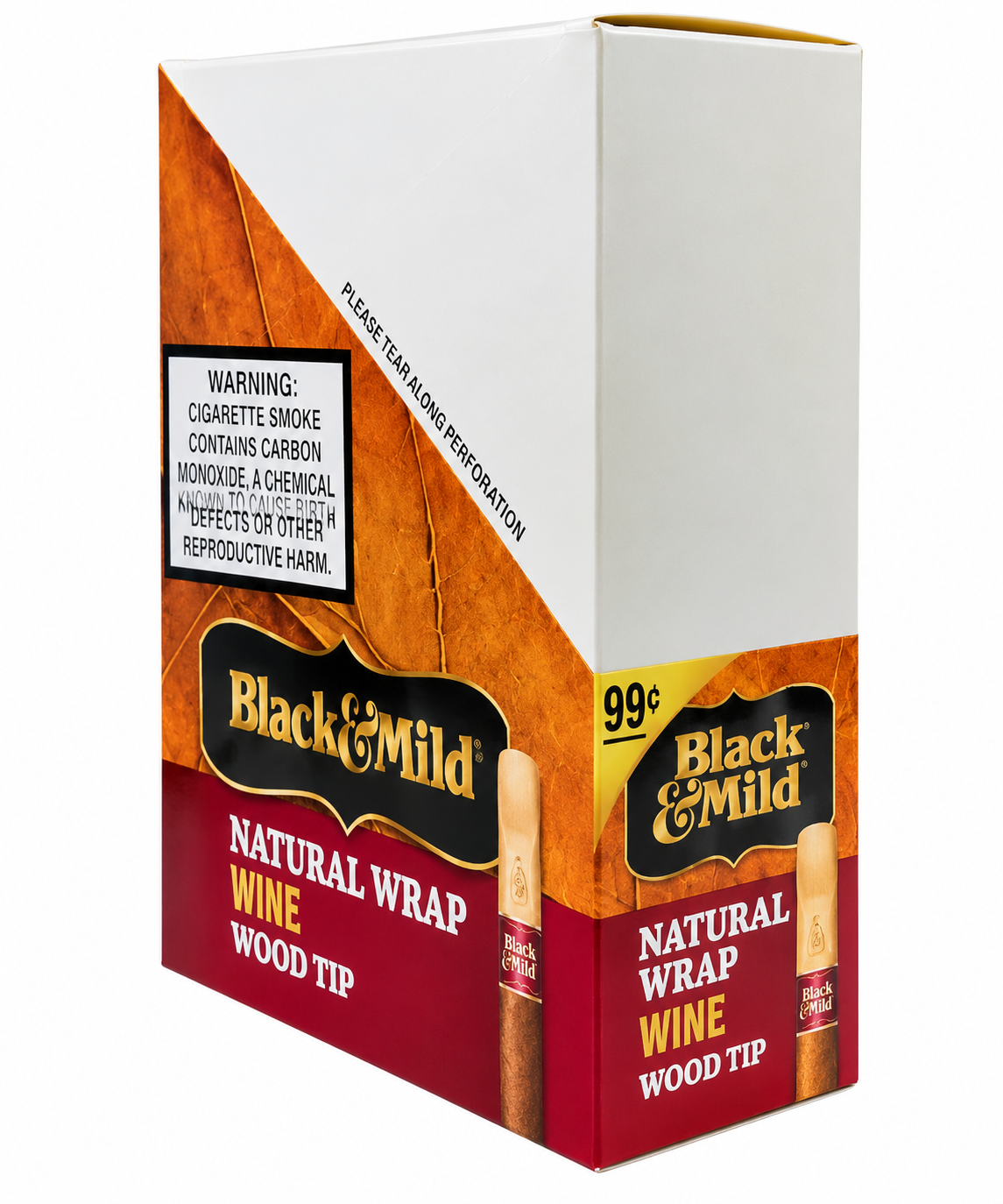 BLACK & MILD WOOD TIP SINGLE 25 CT WINE NATURAL WRAP