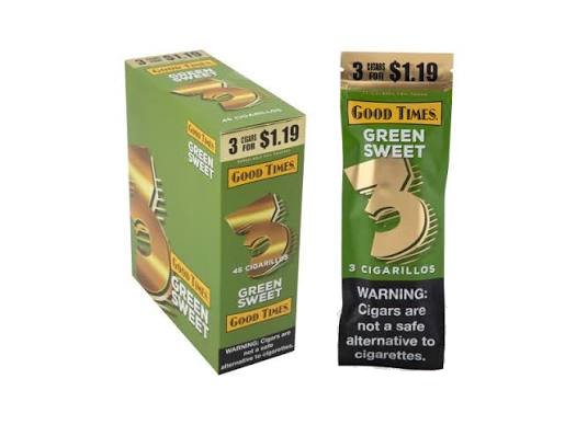 GOOD TIMES CIGARILLO $1.19 3 CT 15 PK GREEN SWEET
