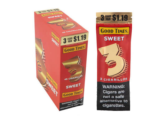 GOOD TIMES CIGARILLO BOX $1.19 3 CT 30 PK SWEET