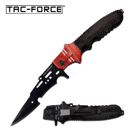 9.5" Futuristic Spring Assisted Opening Pocket Knife Black Red Handle TF-975RBK