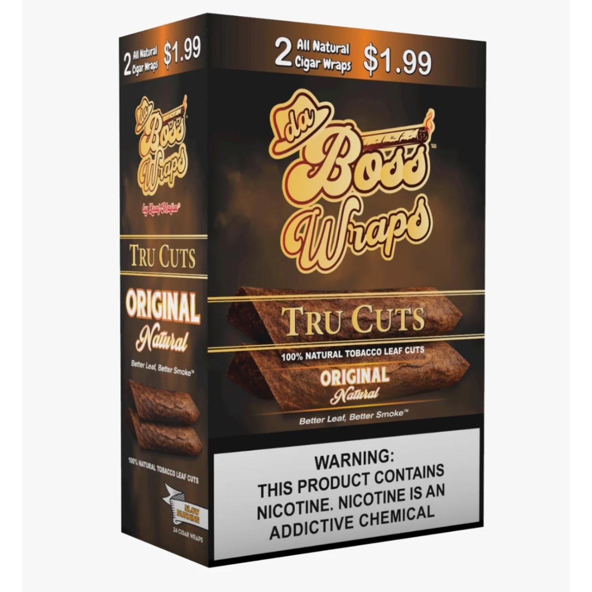 Da Boss Wraps Tru Cuts 2CT 12PK - Original Natural