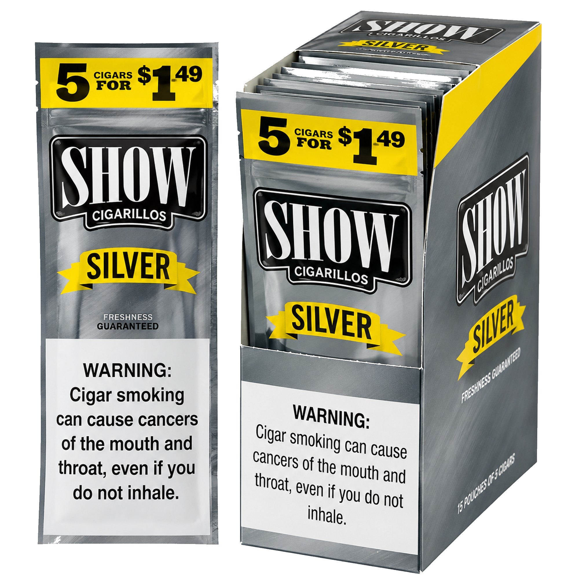 SHOW $1.49 5 CT 15 PK Silver
