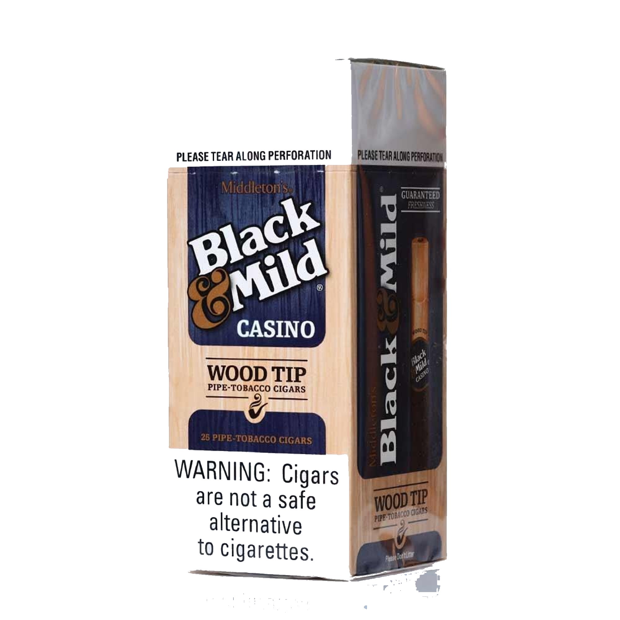 BLACK & MILD WOOD TIP SINGLE 25 CT CASINO