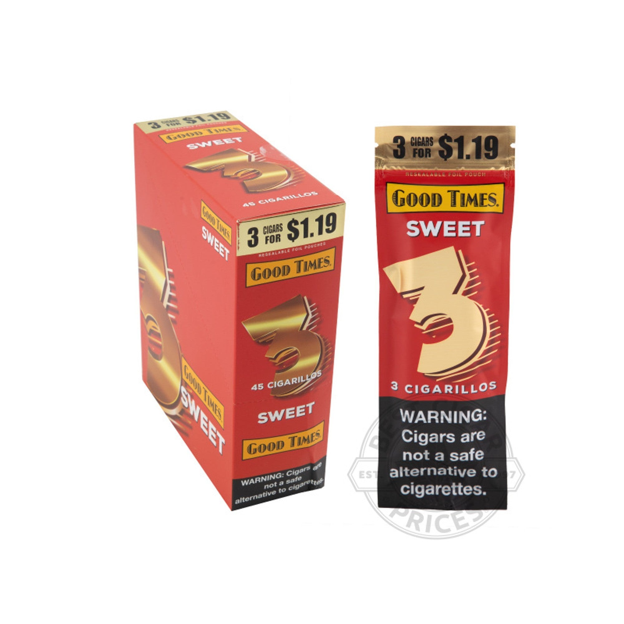 GOOD TIMES CIGARILLO $1.19 3 CT 15 PK SWEET