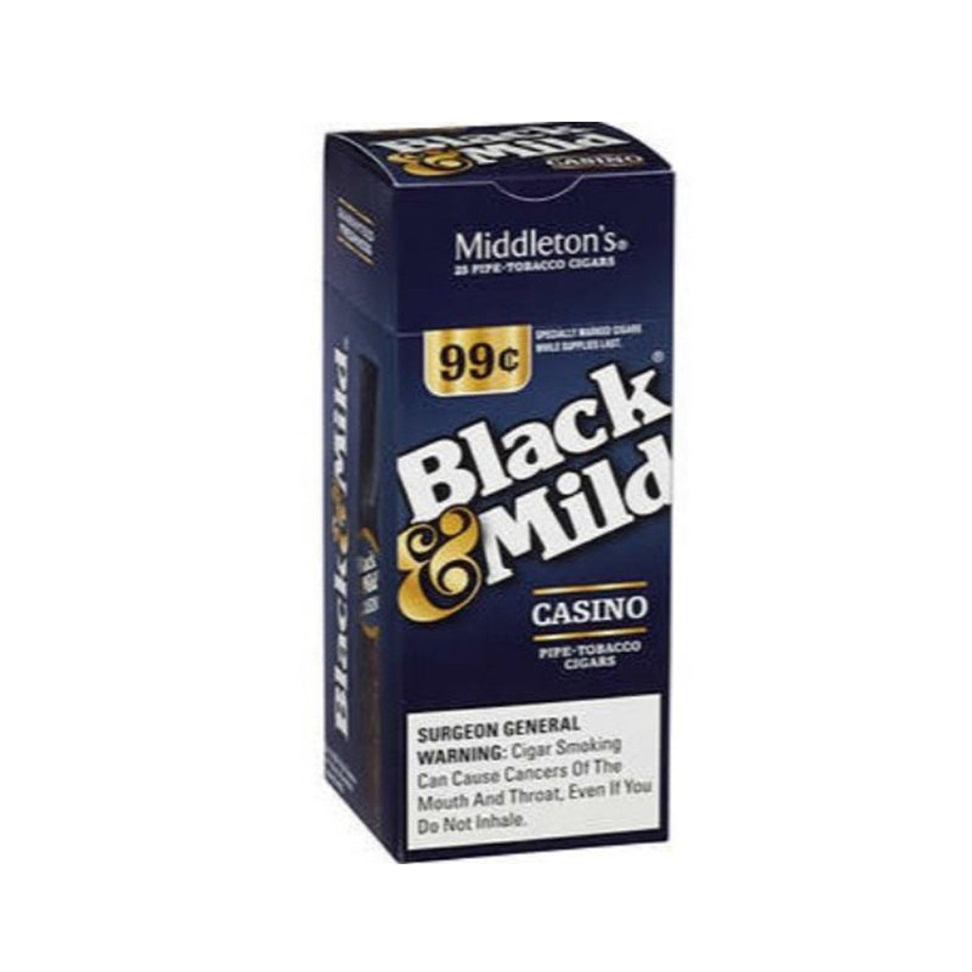 BLACK & MILD PLASTIC TIP SINGLE 25 CT CASINO