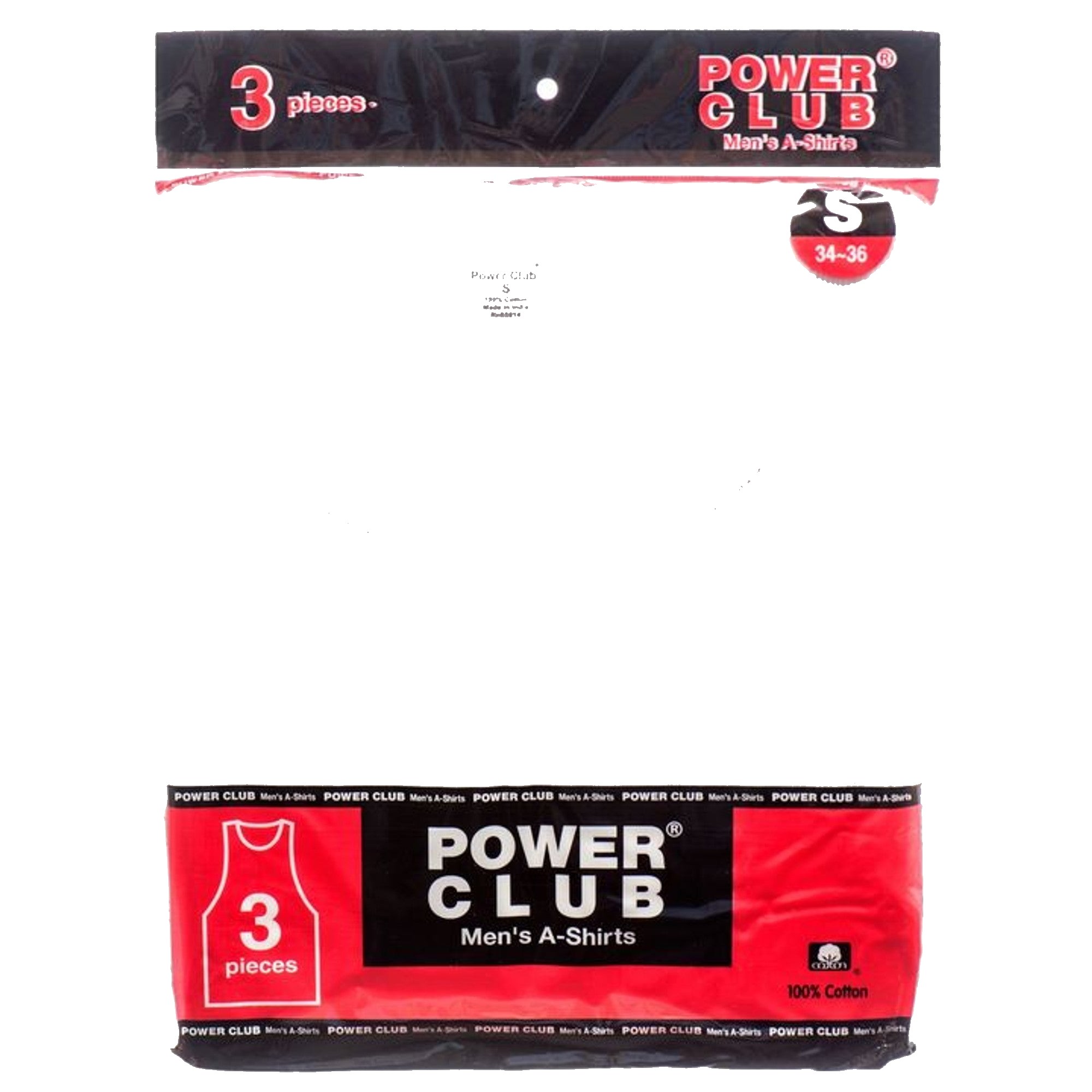 Power Club A-Shirt White Small 3PK