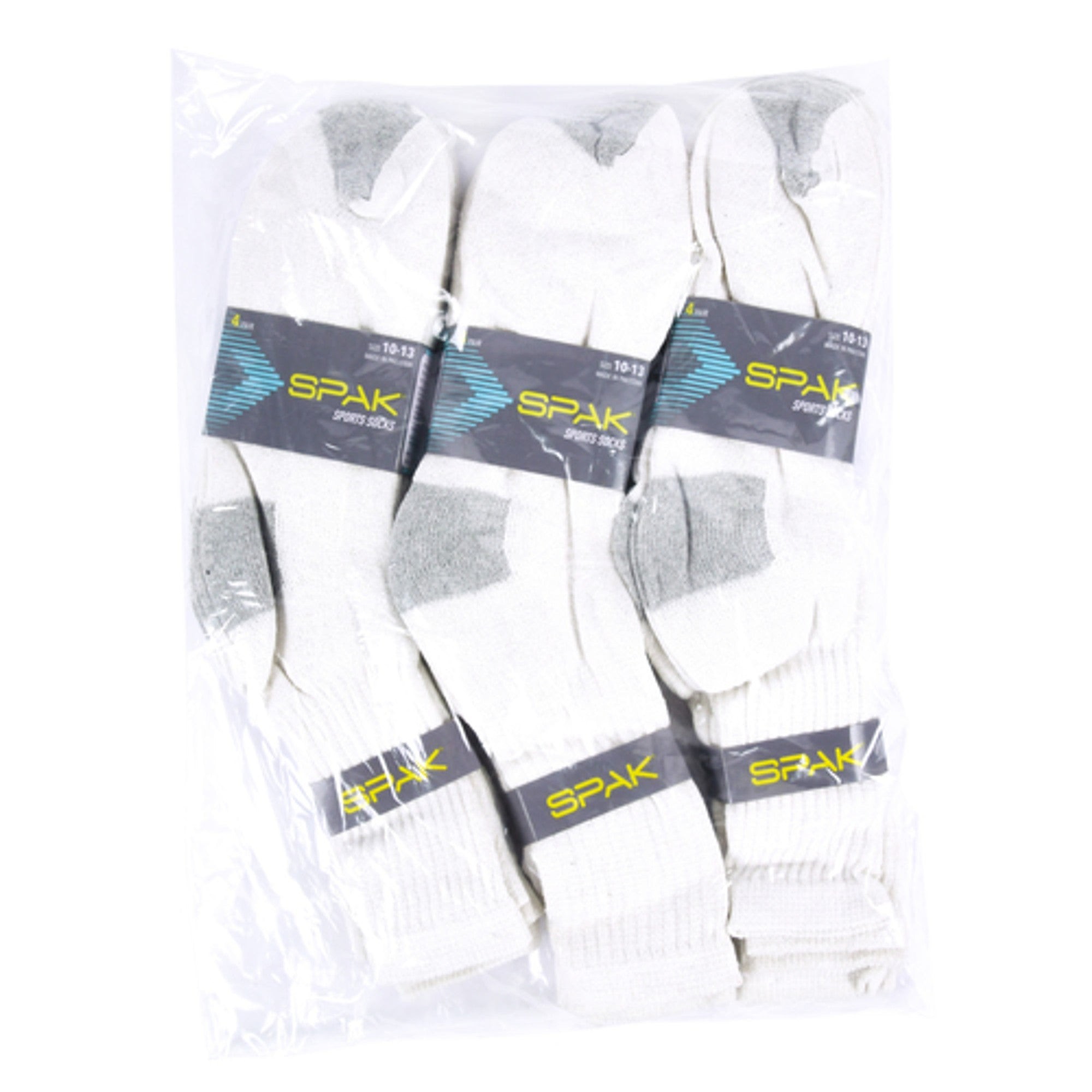 Spak Sport Socks White 10-13 12CT