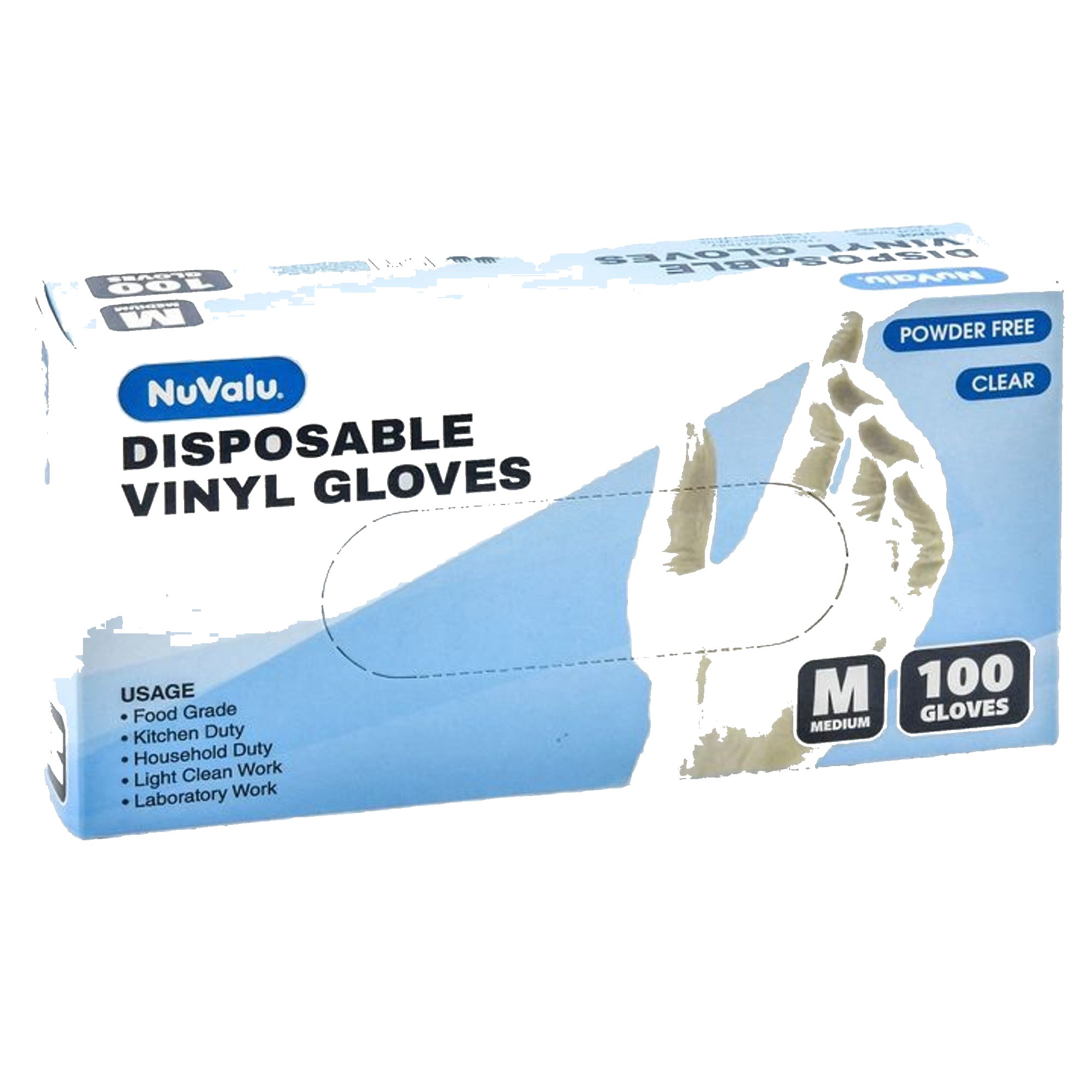 Nuvalu Disposable Vinyl Gloves Medium 100CT