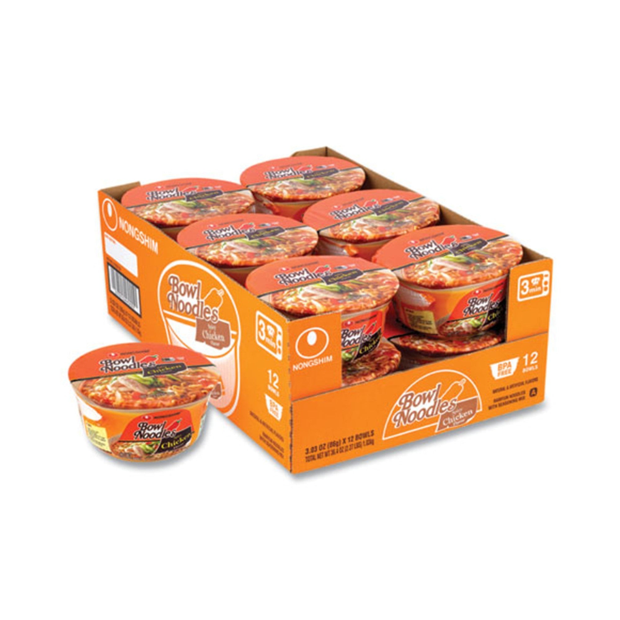 Nissin Bowl Noodles Spicy Chicken 12CT