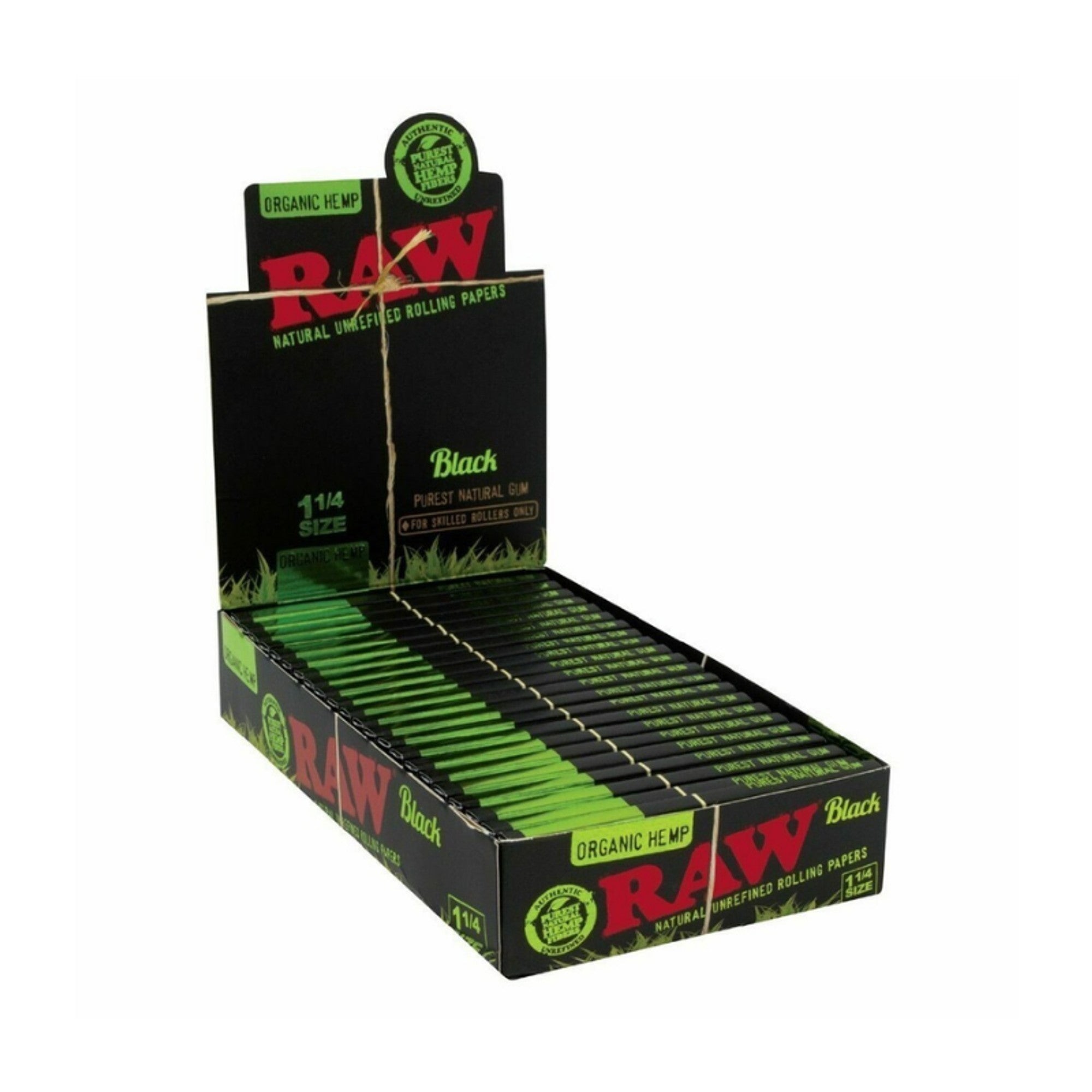 RAW Organic Hemp Black 1¼ Papers 50CT 24PK