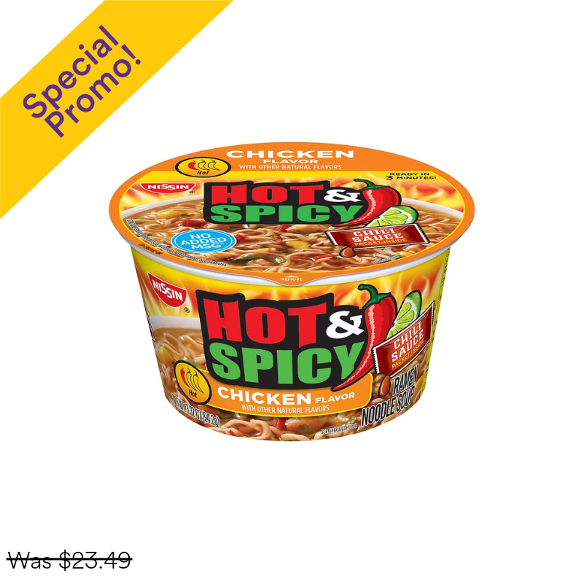 Nissin Hot & Spicy Bowls 3.32OZ 18PK