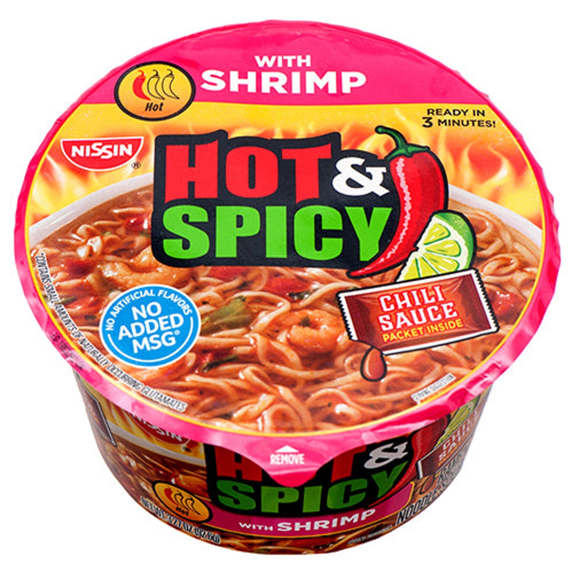 Nissin Hot & Spciy Shrimp Bowls 3.32OZ 6PK