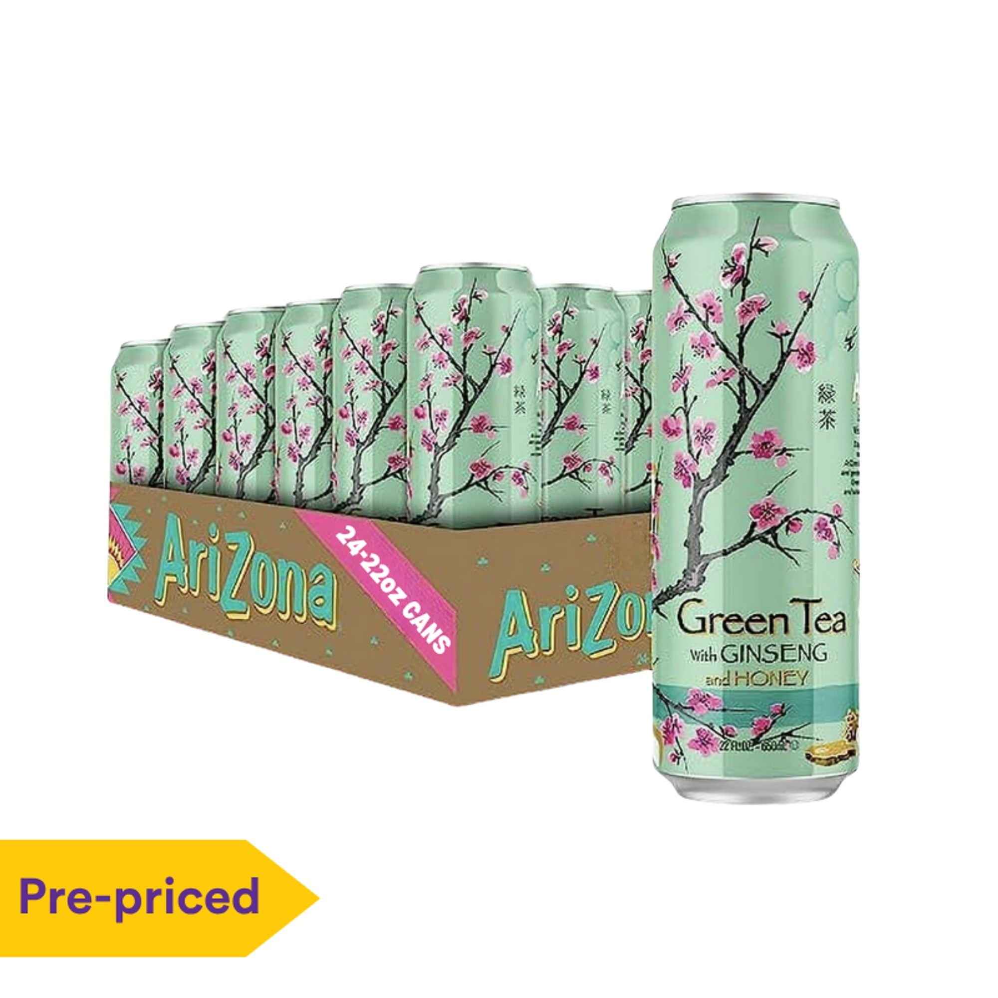 Arizona 22OZ 24CT Green Tea W/ Ginseng and Honey