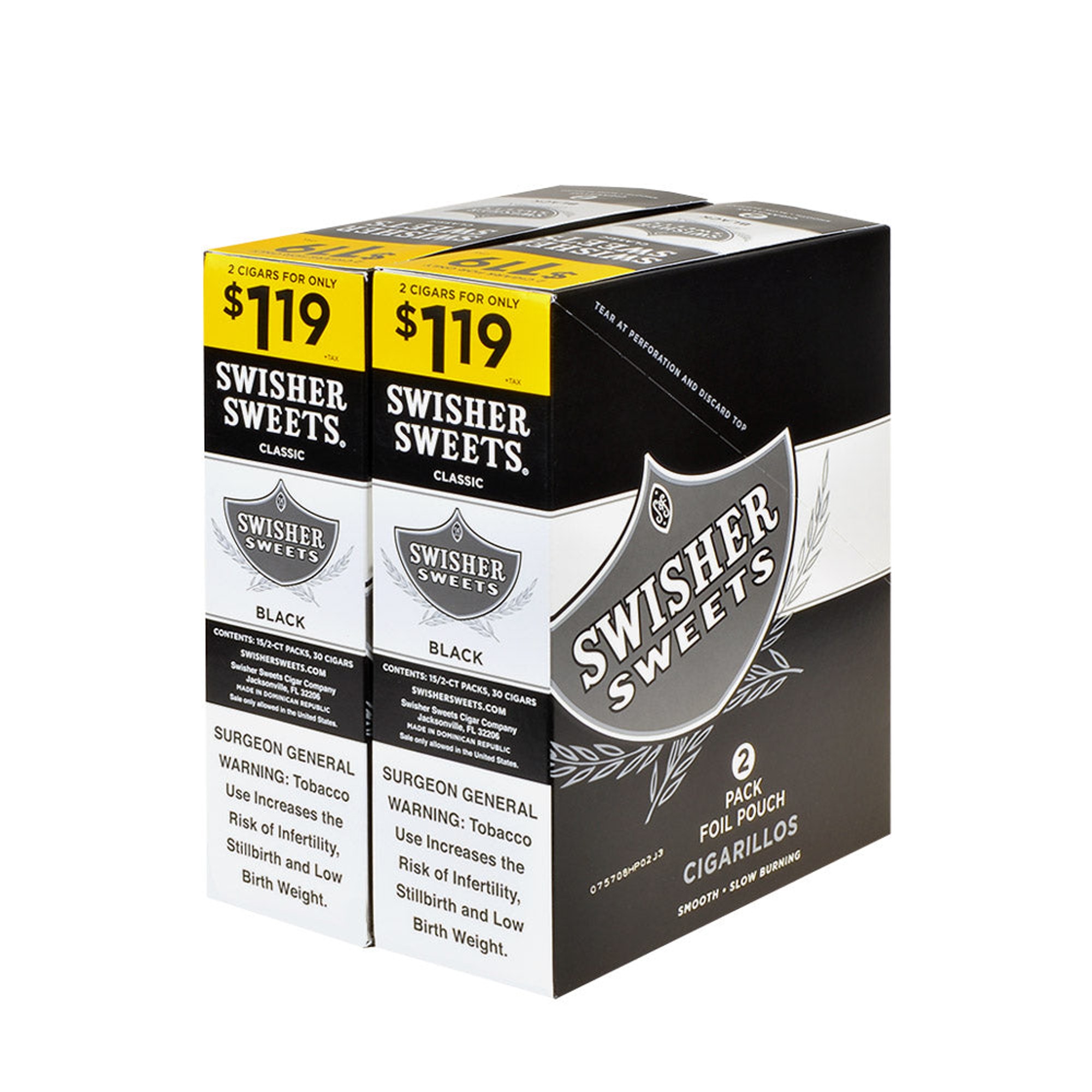 SWISHER SWEETS $1.19 2 CT 30 PK BLACK